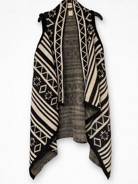 Lildy XL Southwestern Aztec Waterfall Cardigan Vest Boho Western Layering